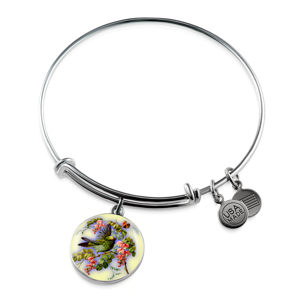 Bird And Flowers - Bangle Bracelet