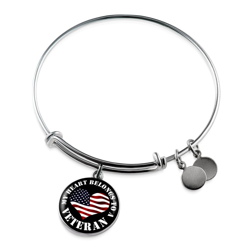 My Heart Belongs To A Veteran - Bangle Bracelet