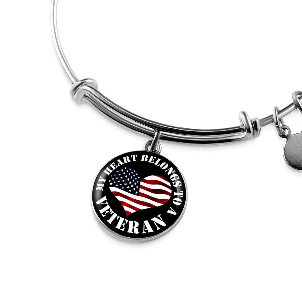 My Heart Belongs To A Veteran - Bangle Bracelet