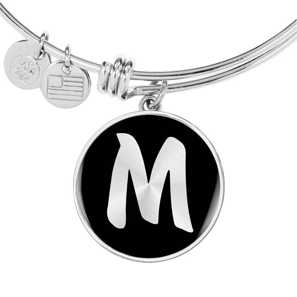 Initial M v2b - Bangle Bracelet