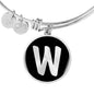 Initial W v2b - Bangle Bracelet