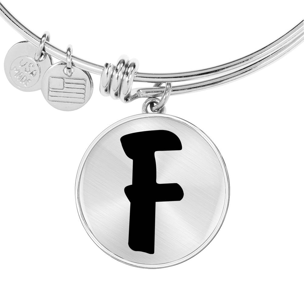 Initial F v1b - Bangle Bracelet