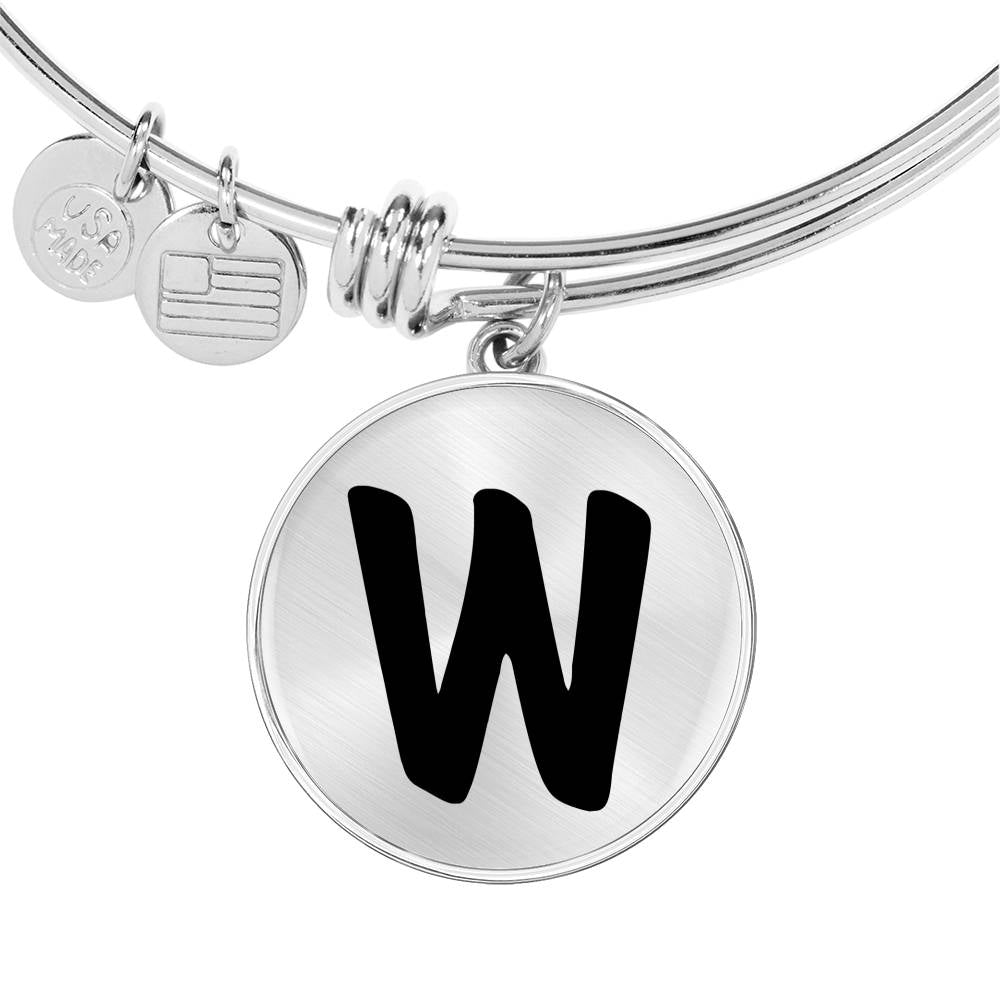 Initial W v1b - Bangle Bracelet