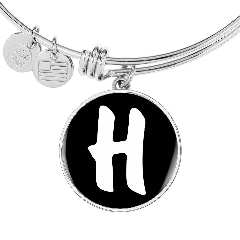 Initial H v3b - Bangle Bracelet