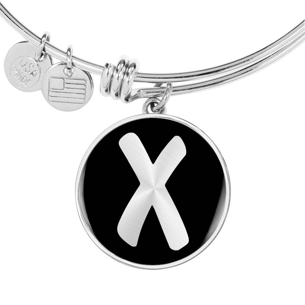 Initial X v2b - Bangle Bracelet