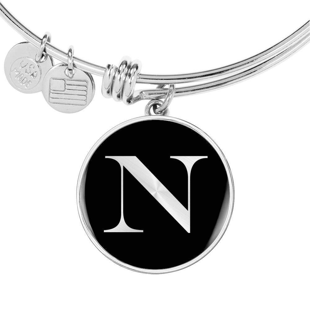 Initial N v2a - Bangle Bracelet
