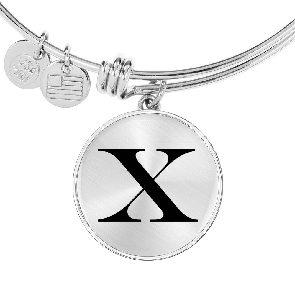 Initial X v1a - Bangle Bracelet
