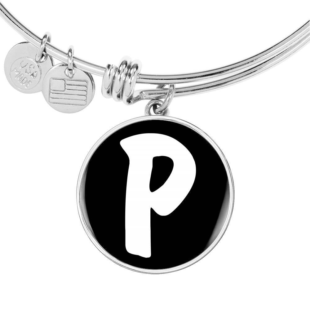 Initial P v3b - Bangle Bracelet