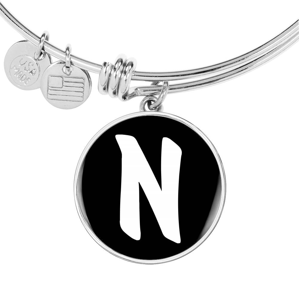 Initial N v3b - Bangle Bracelet