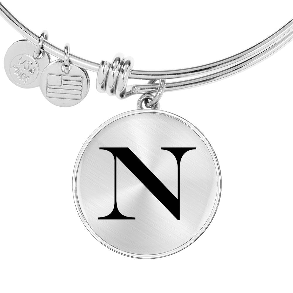 Initial N v1a - Bangle Bracelet