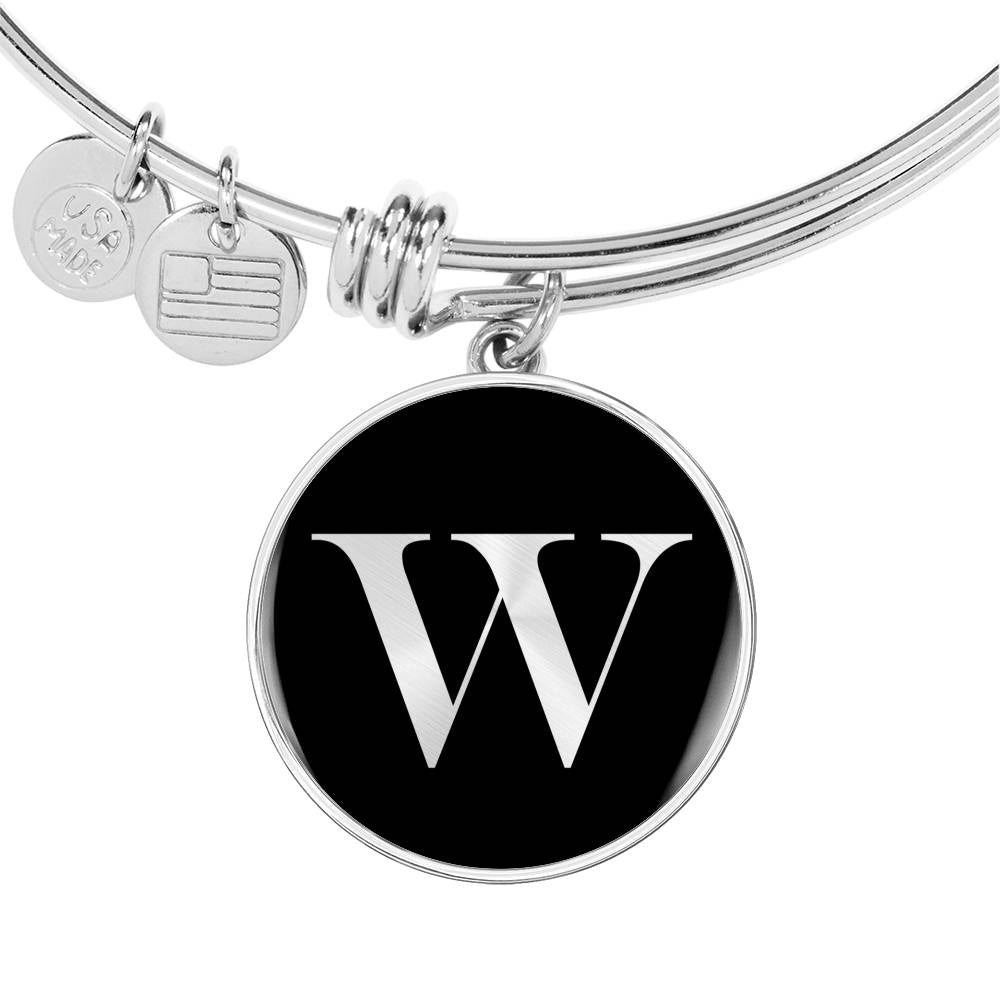 Initial W v2a - Bangle Bracelet