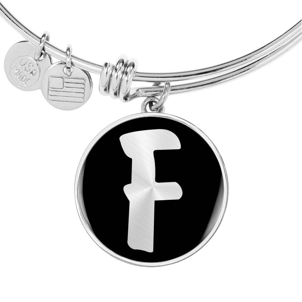 Initial F v2b - Bangle Bracelet