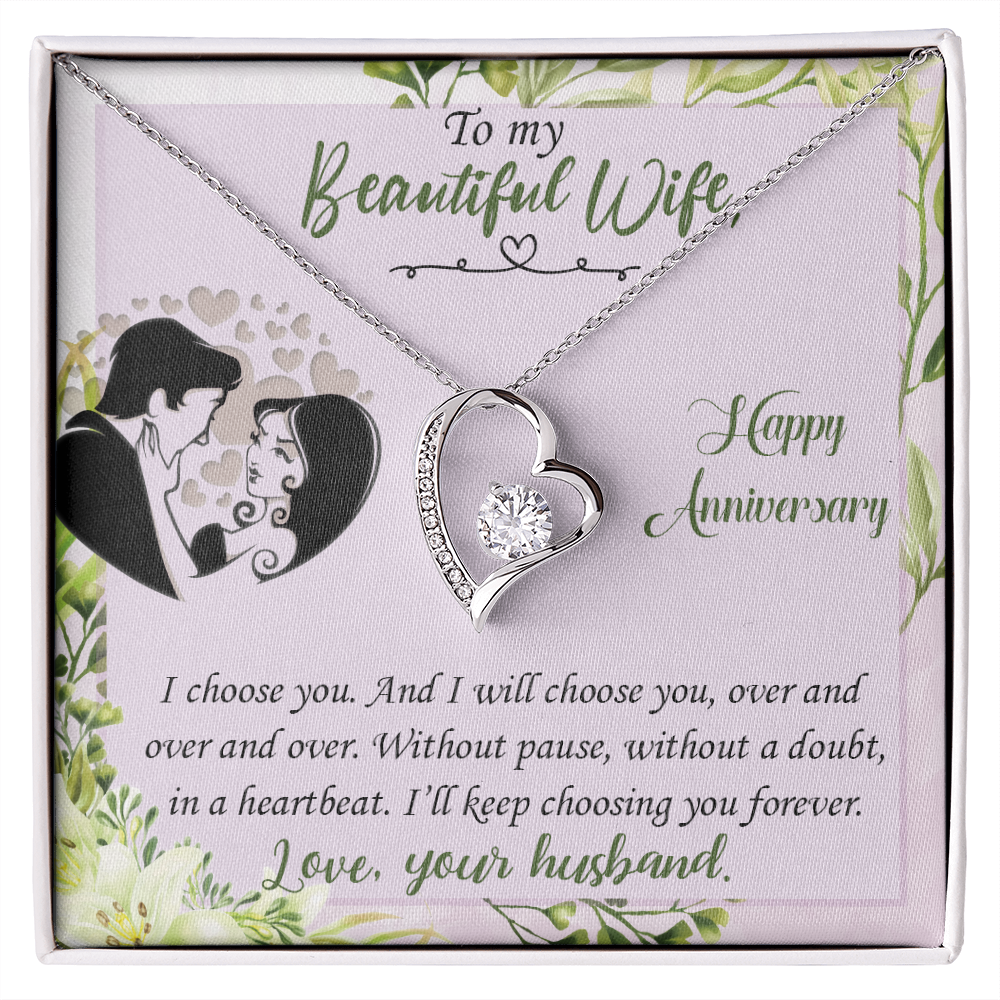 019 To My Beautiful Wife, Happy Anniversary - Forever Love Necklace