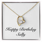 Happy Birthday Sally - 18k Yellow Gold Finish Forever Love Necklace