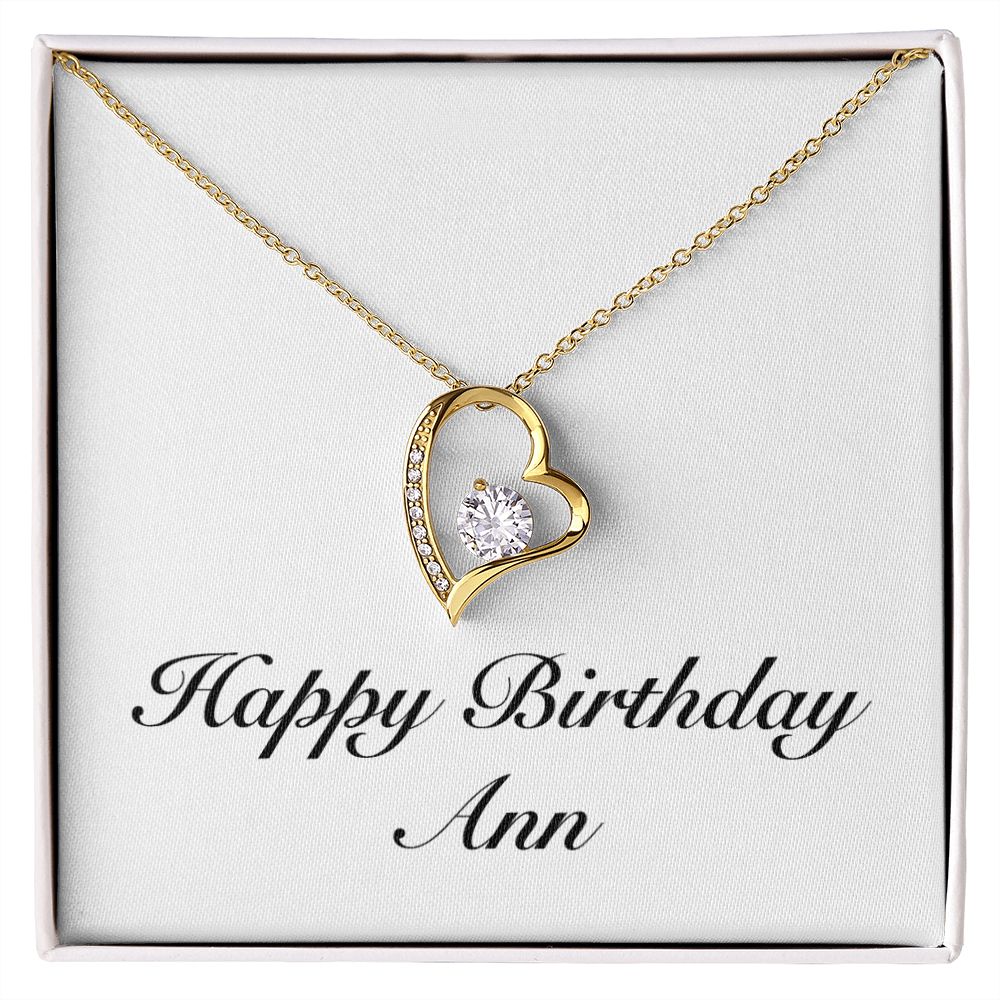 Happy Birthday Ann - 18k Yellow Gold Finish Forever Love Necklace