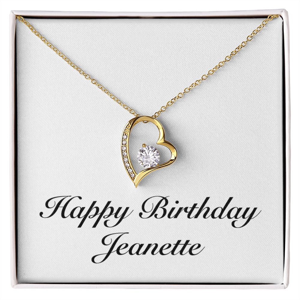 Happy Birthday Jeanette - 18k Yellow Gold Finish Forever Love Necklace