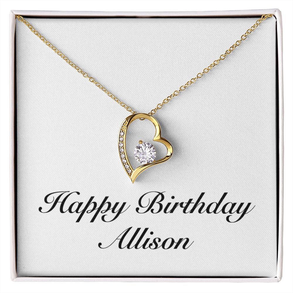 Happy Birthday Allison - 18k Yellow Gold Finish Forever Love Necklace