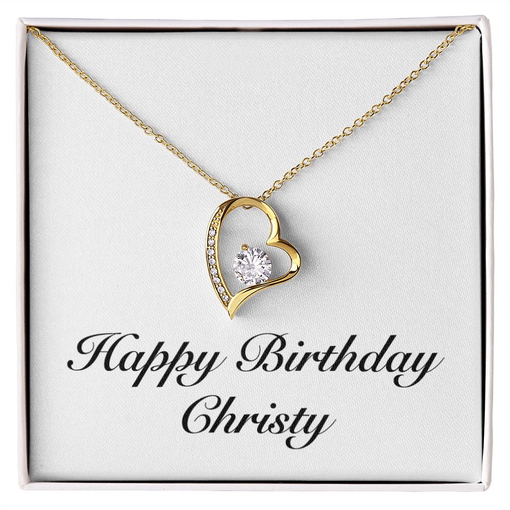 Happy Birthday Christy - 18k Yellow Gold Finish Forever Love Necklace