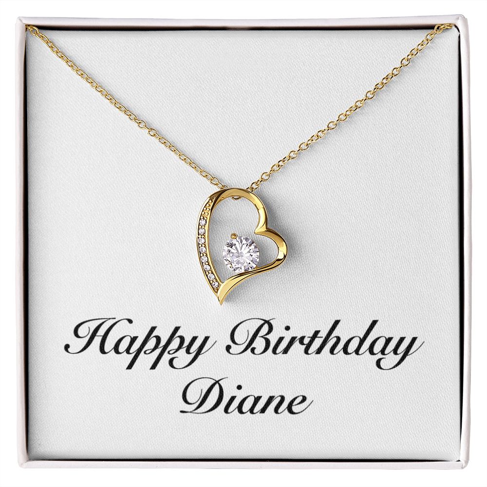Happy Birthday Diane - 18k Yellow Gold Finish Forever Love Necklace