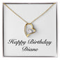 Happy Birthday Diane - 18k Yellow Gold Finish Forever Love Necklace