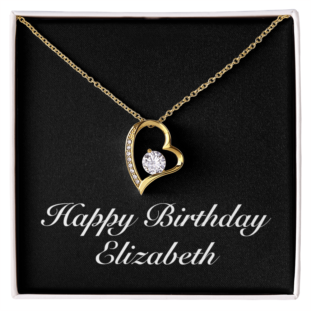 Happy Birthday Elizabeth v2 - 18k Yellow Gold Finish Forever Love Necklace