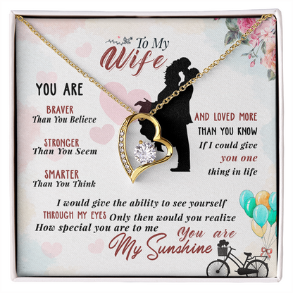 014 To My Wife - 18k Yellow Gold Finish Forever Love Necklace