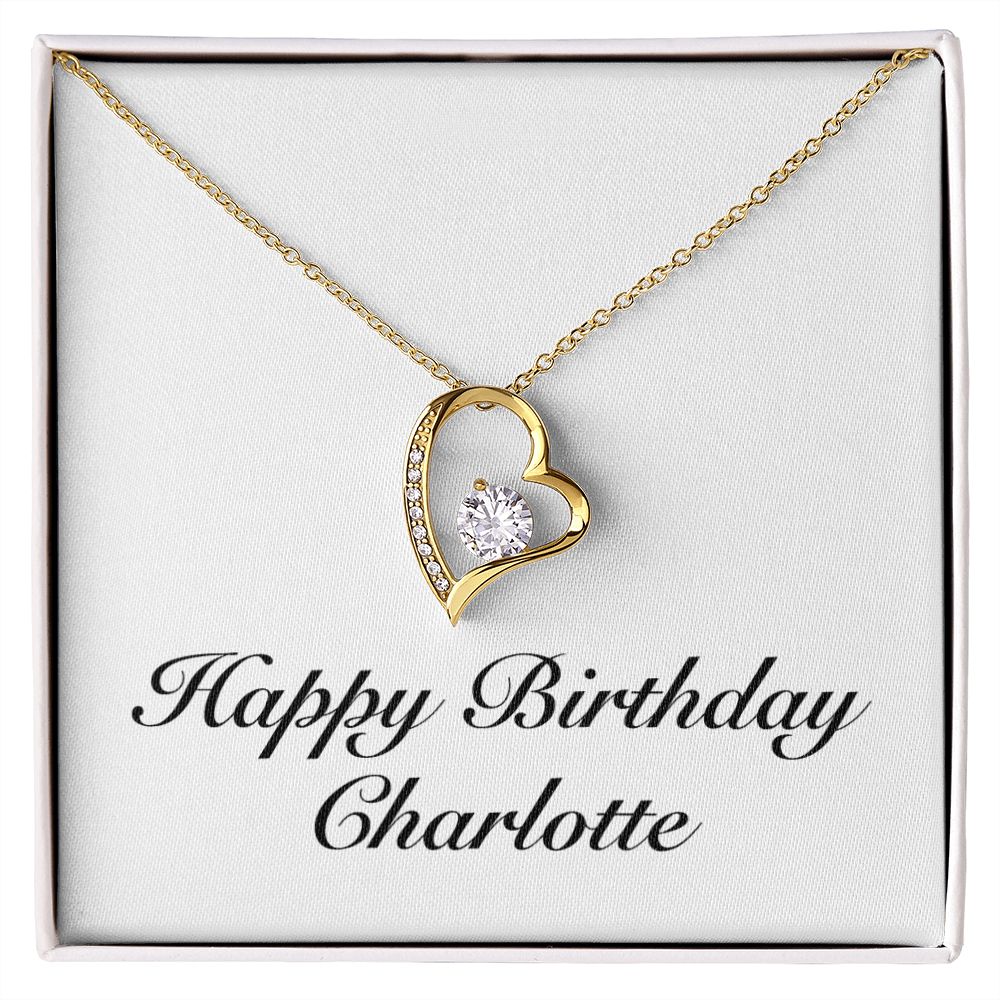 Happy Birthday Charlotte - 18k Yellow Gold Finish Forever Love Necklace