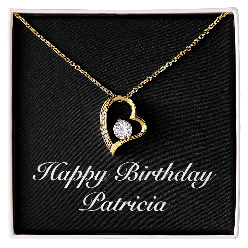 Happy Birthday Patricia v2 - 18k Yellow Gold Finish Forever Love Necklace