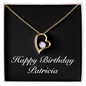 Happy Birthday Patricia v2 - 18k Yellow Gold Finish Forever Love Necklace