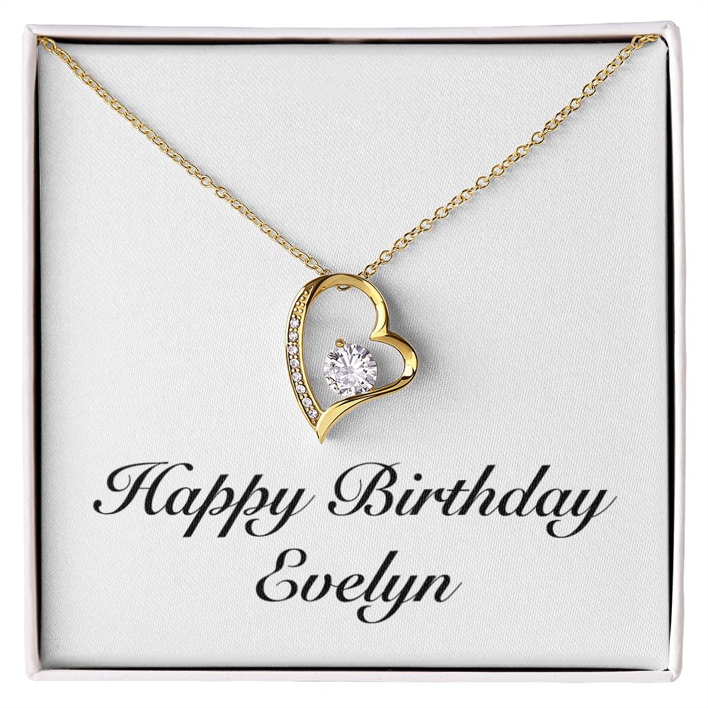 Happy Birthday Evelyn - 18k Yellow Gold Finish Forever Love Necklace