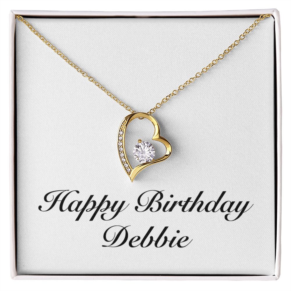Happy Birthday Debbie - 18k Yellow Gold Finish Forever Love Necklace
