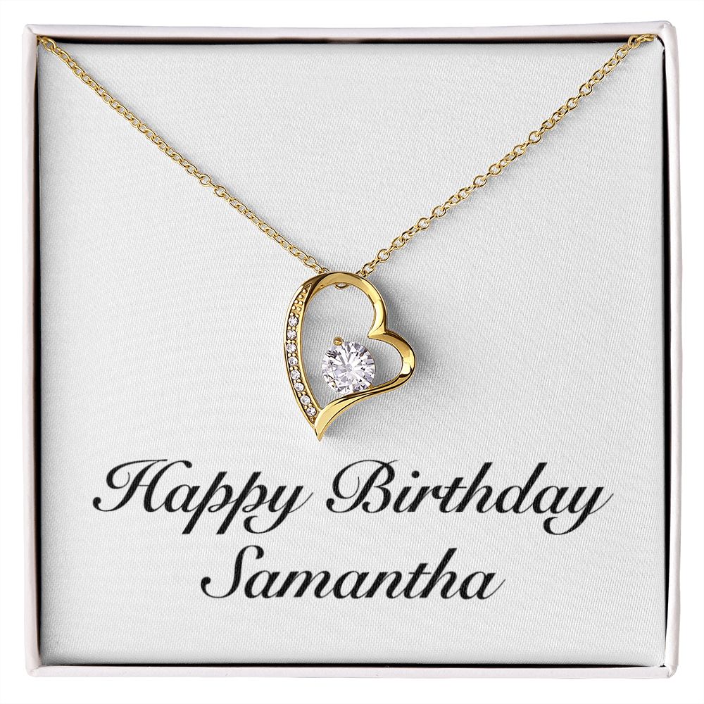 Happy Birthday Samantha - 18k Yellow Gold Finish Forever Love Necklace