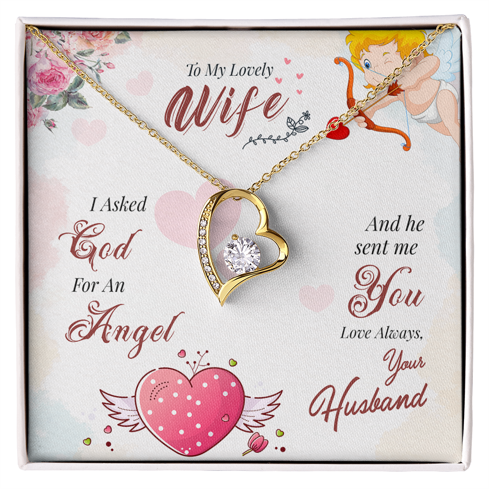 012 To My Lovely Wife - 18k Yellow Gold Finish Forever Love Necklace