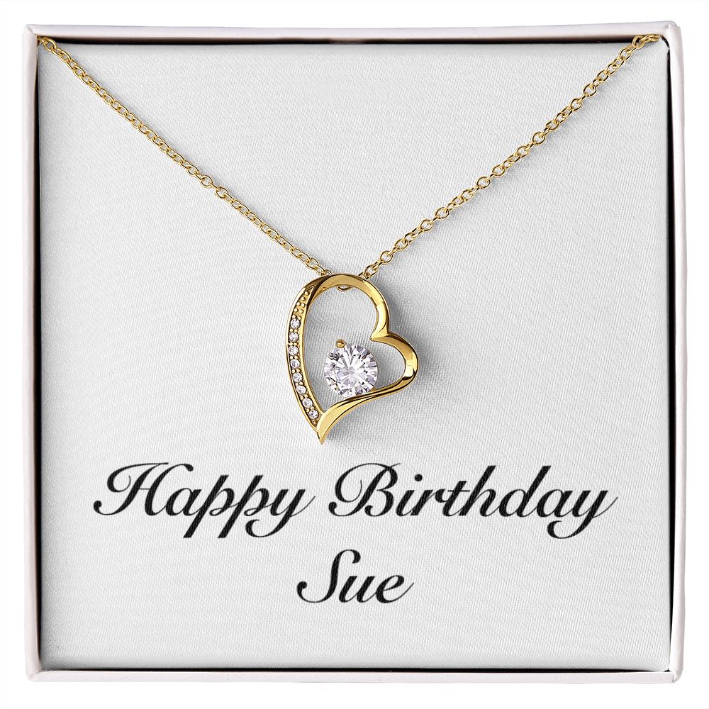 Happy Birthday Sue - 18k Yellow Gold Finish Forever Love Necklace