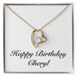 Happy Birthday Cheryl - 18k Yellow Gold Finish Forever Love Necklace