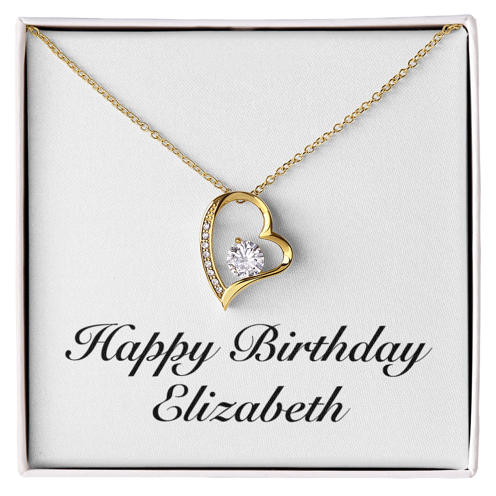 Happy Birthday Elizabeth - 18k Yellow Gold Finish Forever Love Necklace