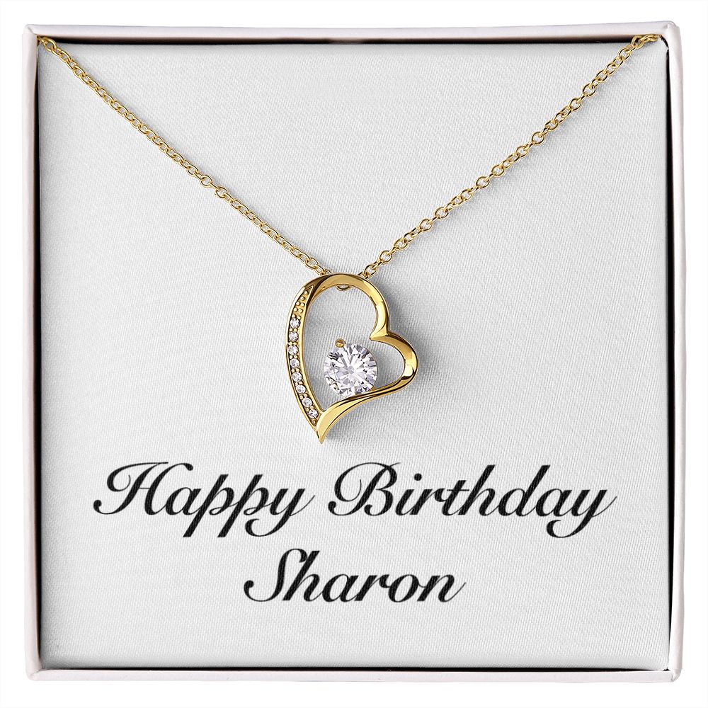 Happy Birthday Sharon - 18k Yellow Gold Finish Forever Love Necklace