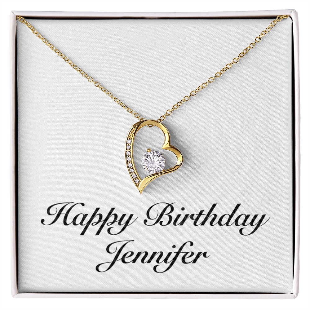 Happy Birthday Jennifer - 18k Yellow Gold Finish Forever Love Necklace