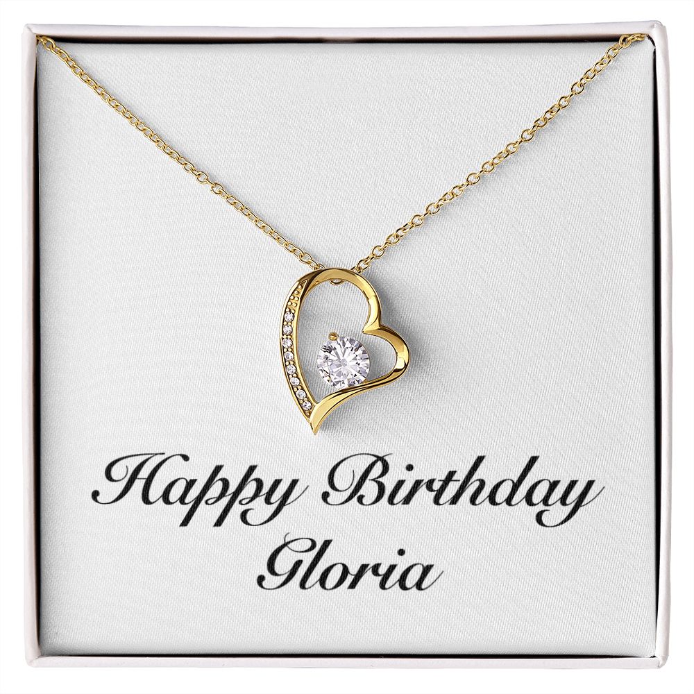 Happy Birthday Gloria - 18k Yellow Gold Finish Forever Love Necklace
