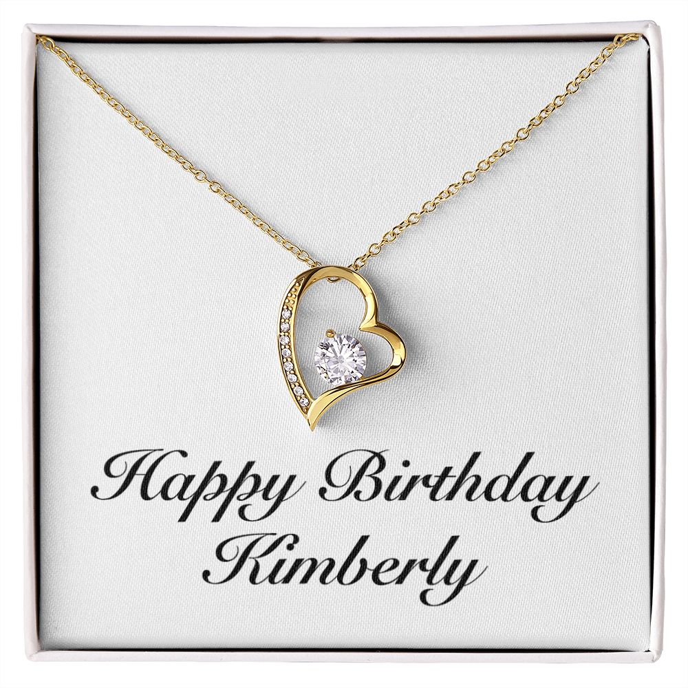 Happy Birthday Kimberly - 18k Yellow Gold Finish Forever Love Necklace