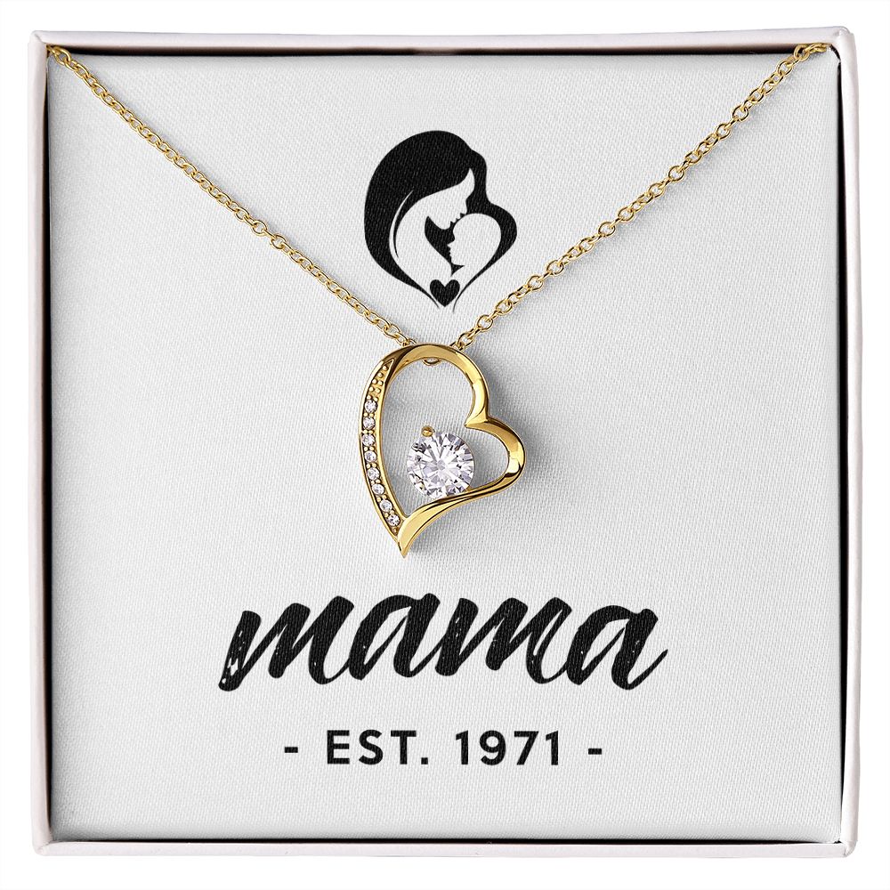 Mama, Est. 1971 - 18k Yellow Gold Finish Forever Love Necklace
