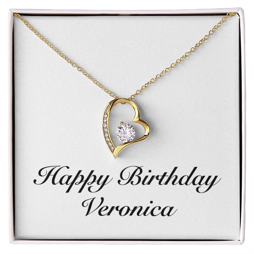 Happy Birthday Veronica - 18k Yellow Gold Finish Forever Love Necklace