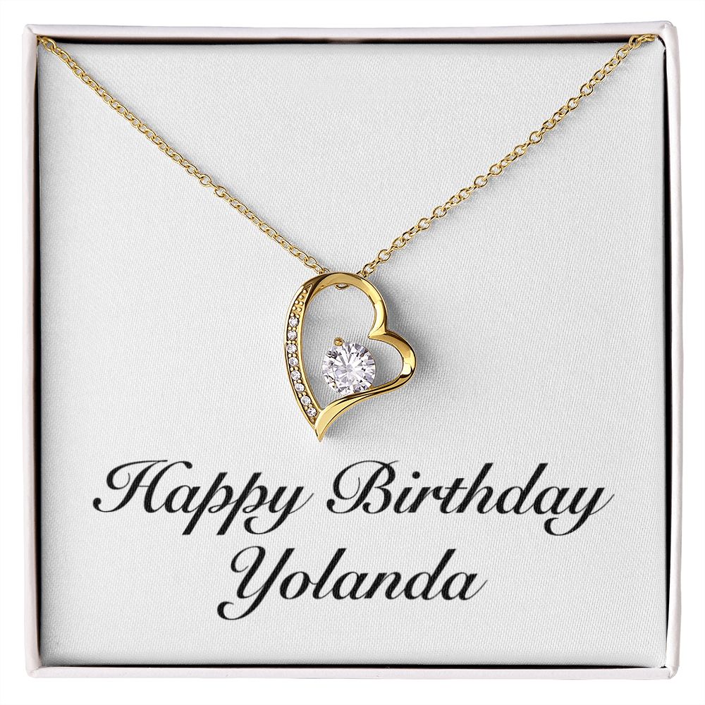 Happy Birthday Yolanda - 18k Yellow Gold Finish Forever Love Necklace