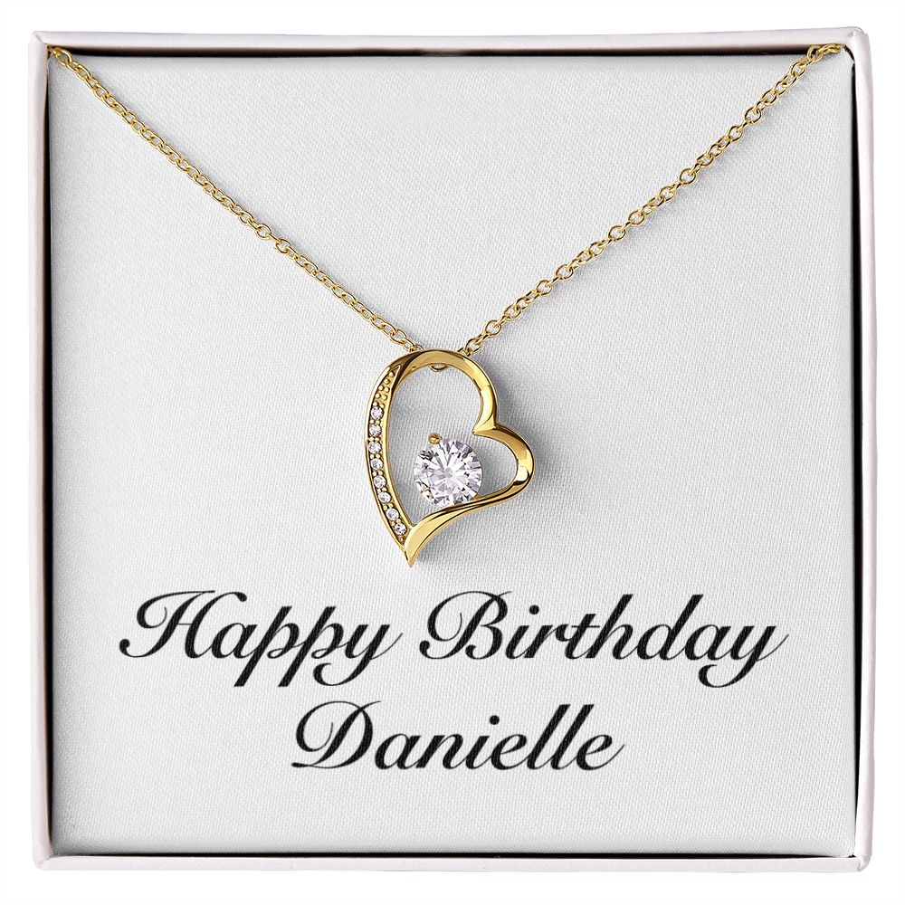 Happy Birthday Danielle - 18k Yellow Gold Finish Forever Love Necklace