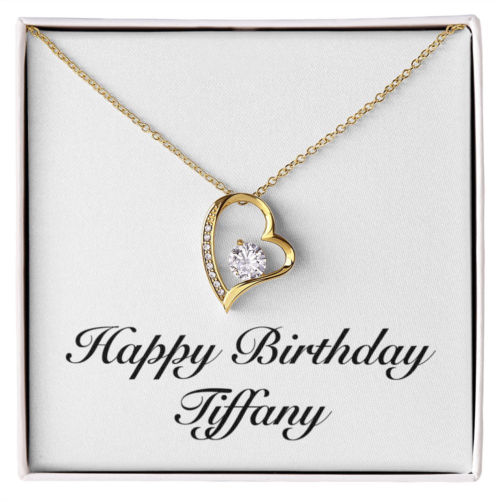 Happy Birthday Tiffany - 18k Yellow Gold Finish Forever Love Necklace