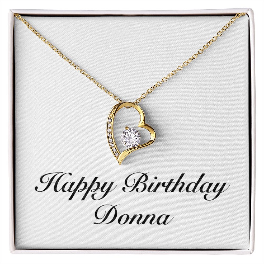 Happy Birthday Donna - 18k Yellow Gold Finish Forever Love Necklace