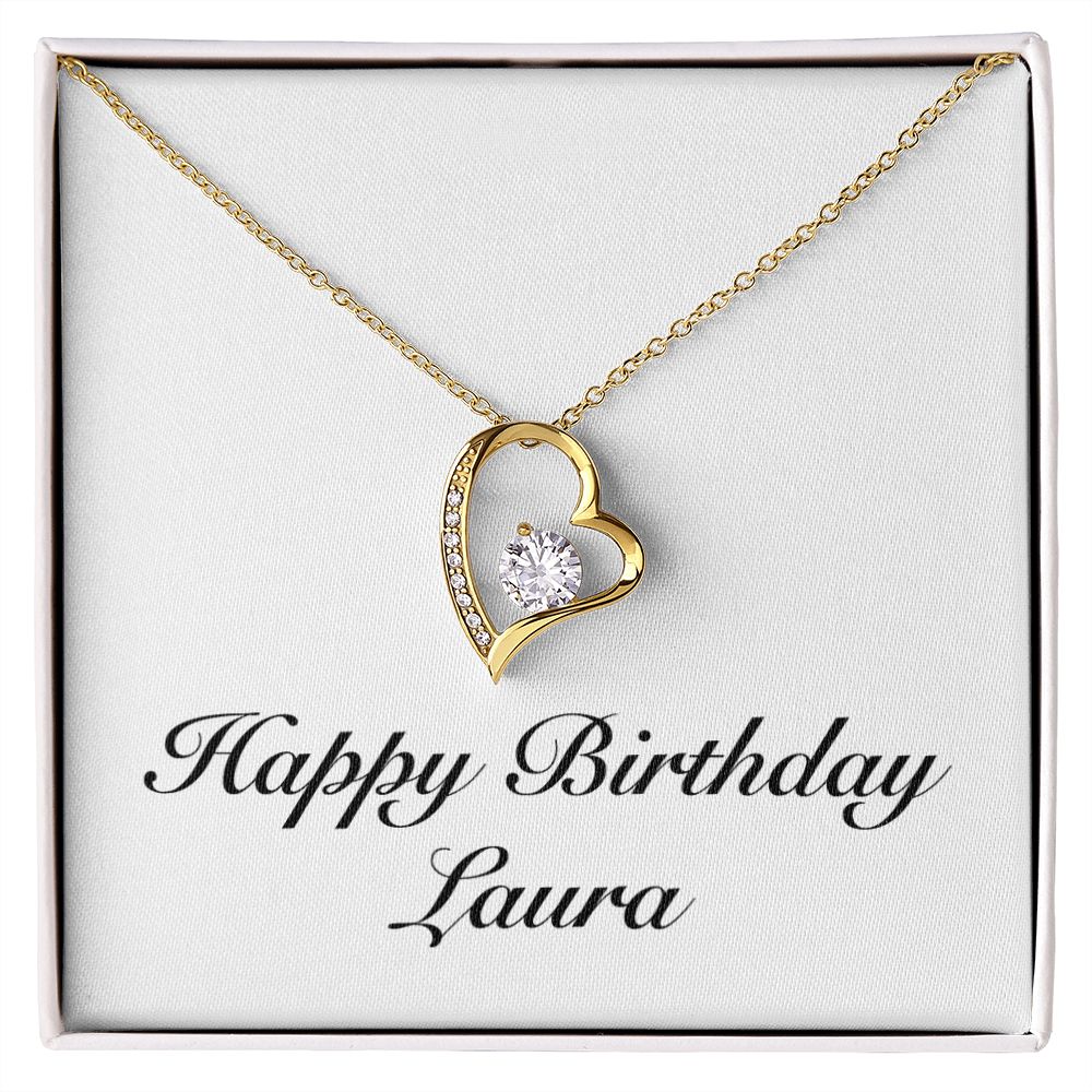 Happy Birthday Laura - 18k Yellow Gold Finish Forever Love Necklace