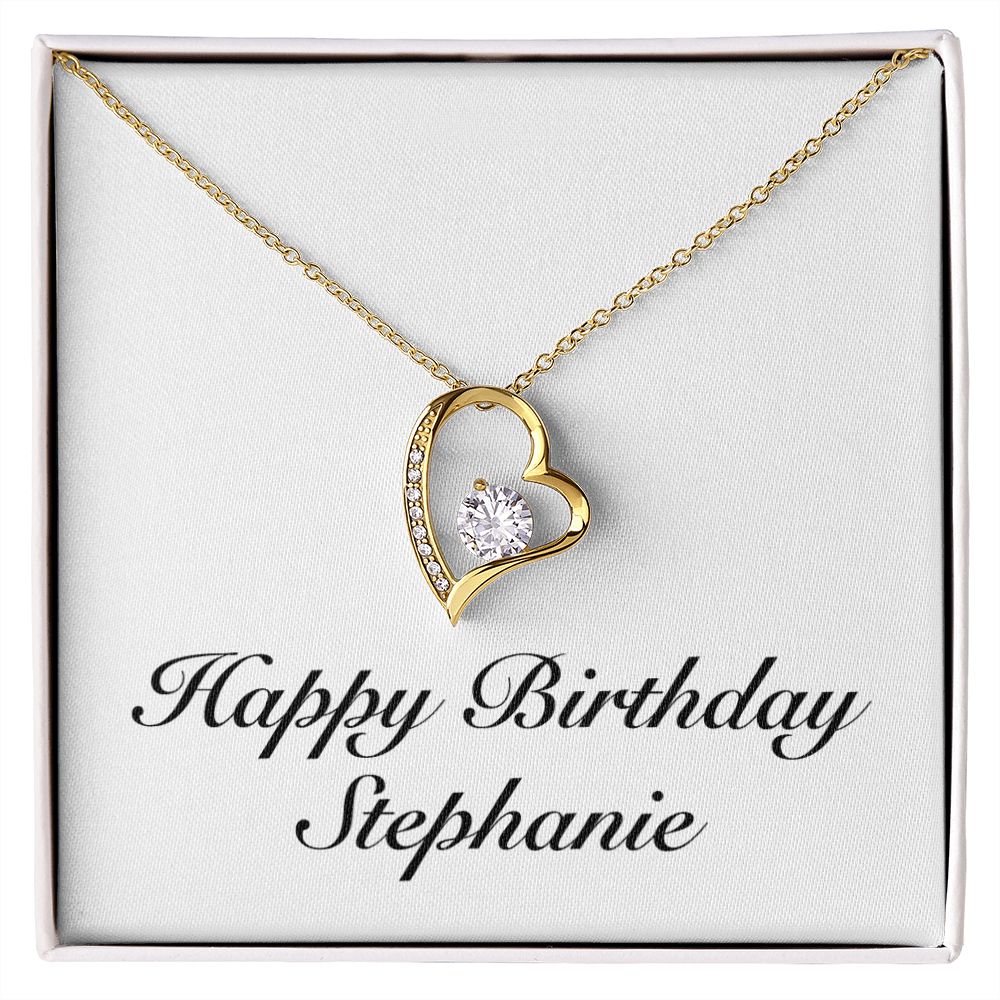 Happy Birthday Stephanie - 18k Yellow Gold Finish Forever Love Necklace