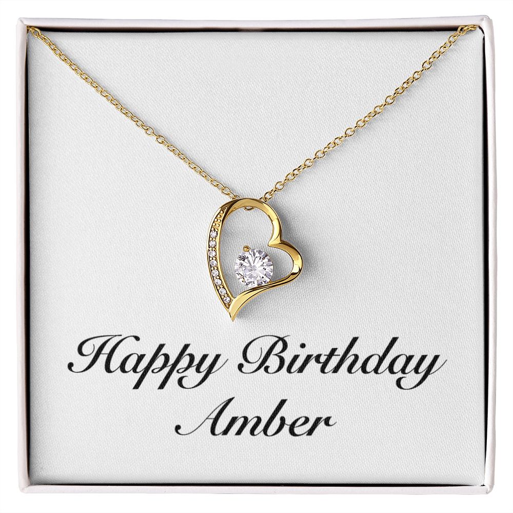 Happy Birthday Amber - 18k Yellow Gold Finish Forever Love Necklace