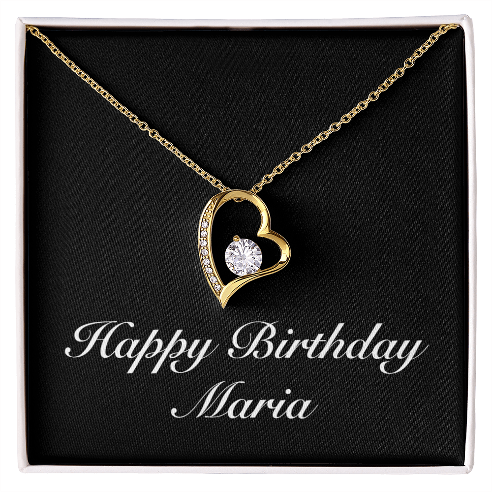 Happy Birthday Maria v2 - 18k Yellow Gold Finish Forever Love Necklace